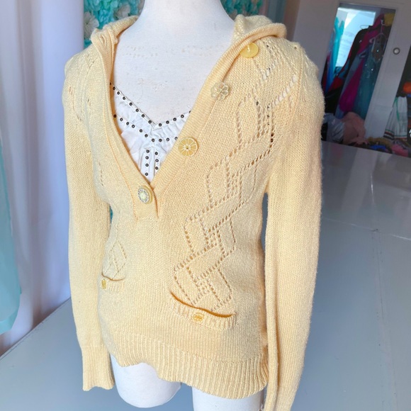 Rebecca Taylor yellow hooded sweater As seen on Jessica Simpson Newlyweds - Picture 2 of 2